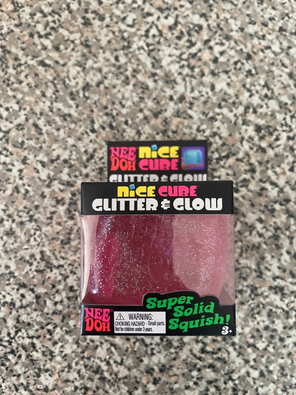 Nee Doh Nice Cube Glitter & Glow Super Solid Squish! - Pink